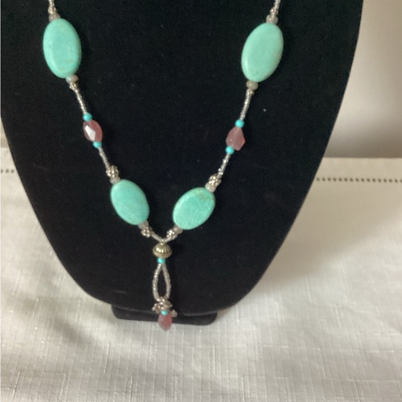Turquoise Color Silver Tone Necklace - Picture 3 of 4